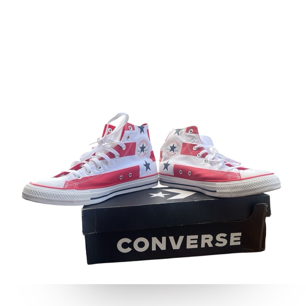 EUC Converse High-Top Sneakers - Red, White, Blue - Picture 2 of 7